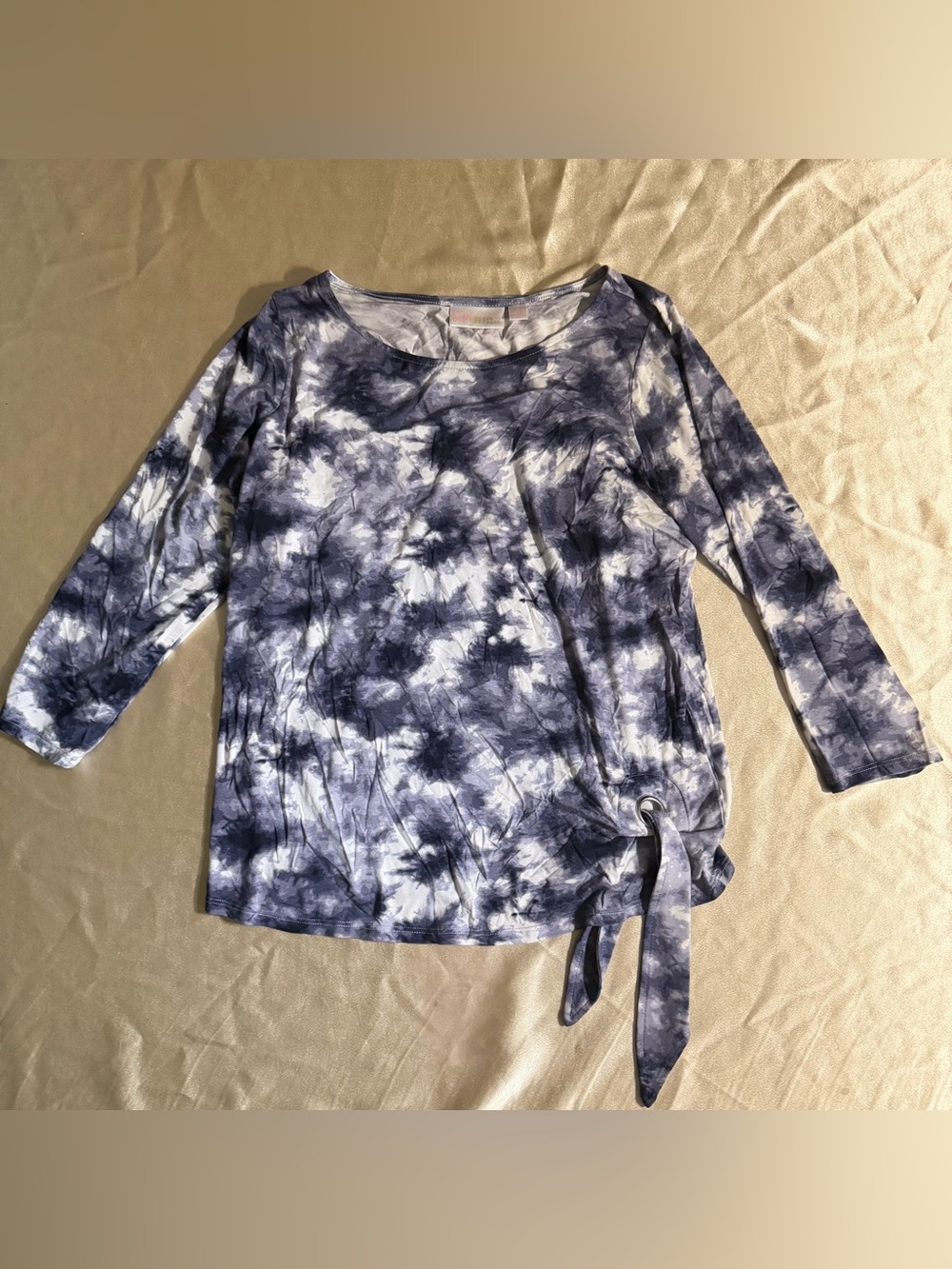 Belle by Kim Gravel Rayon Spandex Tie Dye 3/4 Slv Grommet Top Small A594811